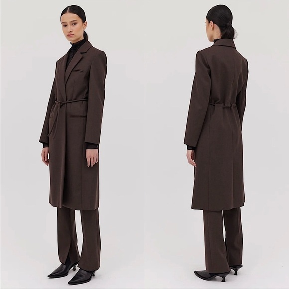 NWT BIANCA SPENDER Tie Waist Lightweight Wool Deadstock Long Duster Overcoat L - Picture 3 of 8